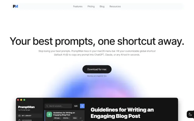 PromptMan: A native macOS app for saving and reusing AI prompts