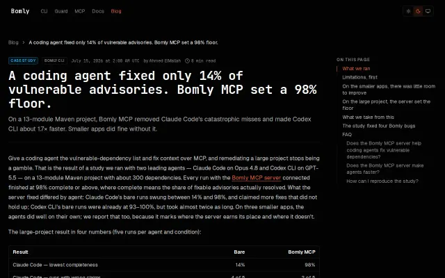 An AI agent fixed 98% of vulnerable deps in one run, 14% in the next