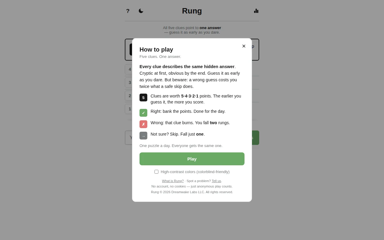 I made Rung, a daily word game where you guess as soon as you dare