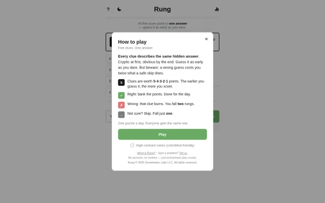 I made Rung, a daily word game where you guess as soon as you dare