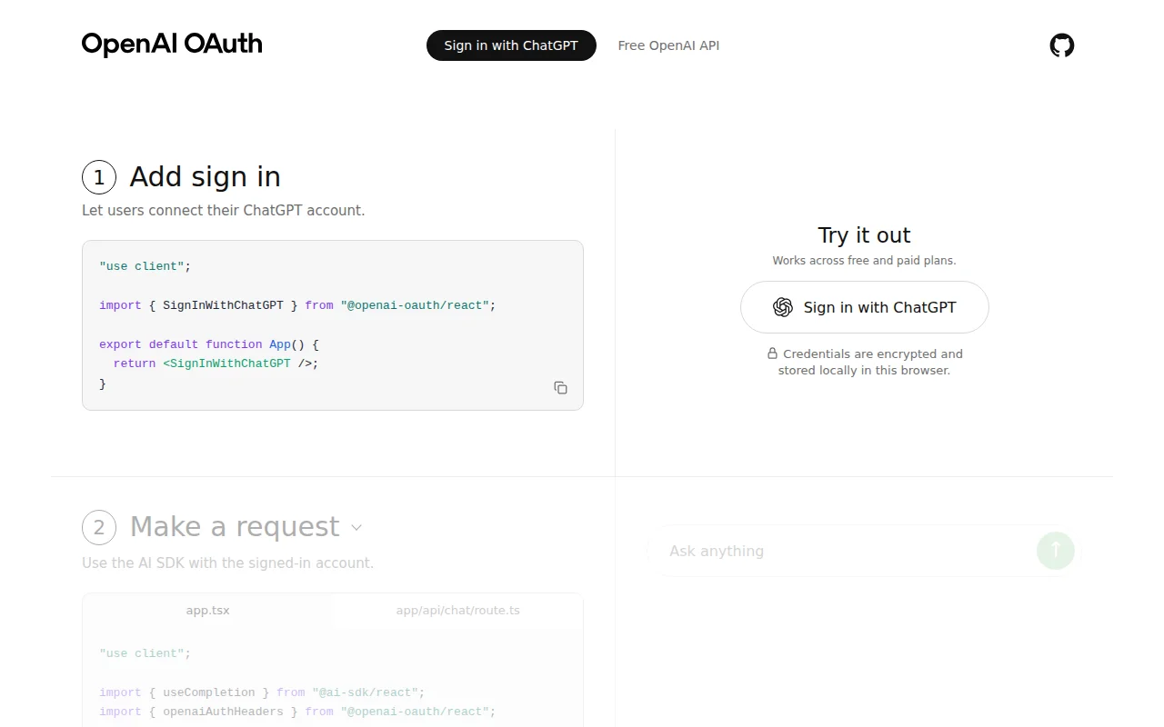 Sign in with your ChatGPT account for free AI