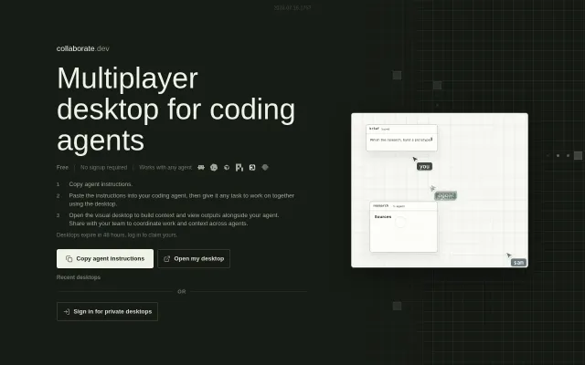 Collaborate.dev – Multiplayer Visual Desktop for Coding Agents