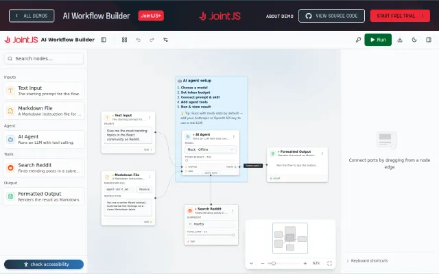AI Workflow Builder App Template for React