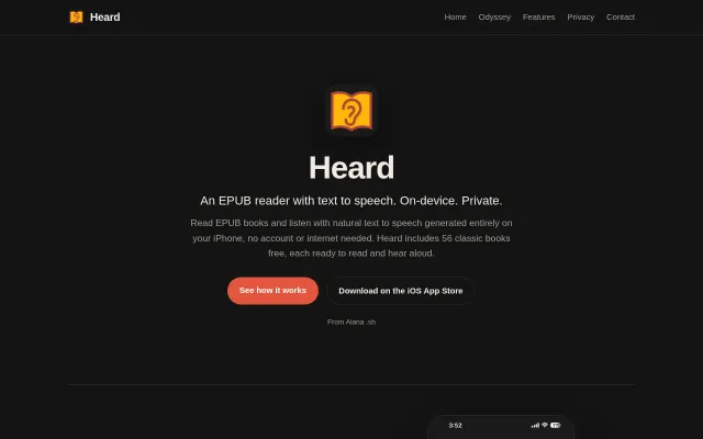 Heard for iOS: ePub reader with on-device text to speech