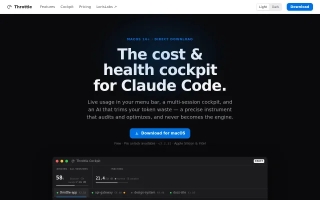 Throttle – Local Claude Cockpit for macOS, now with remote control