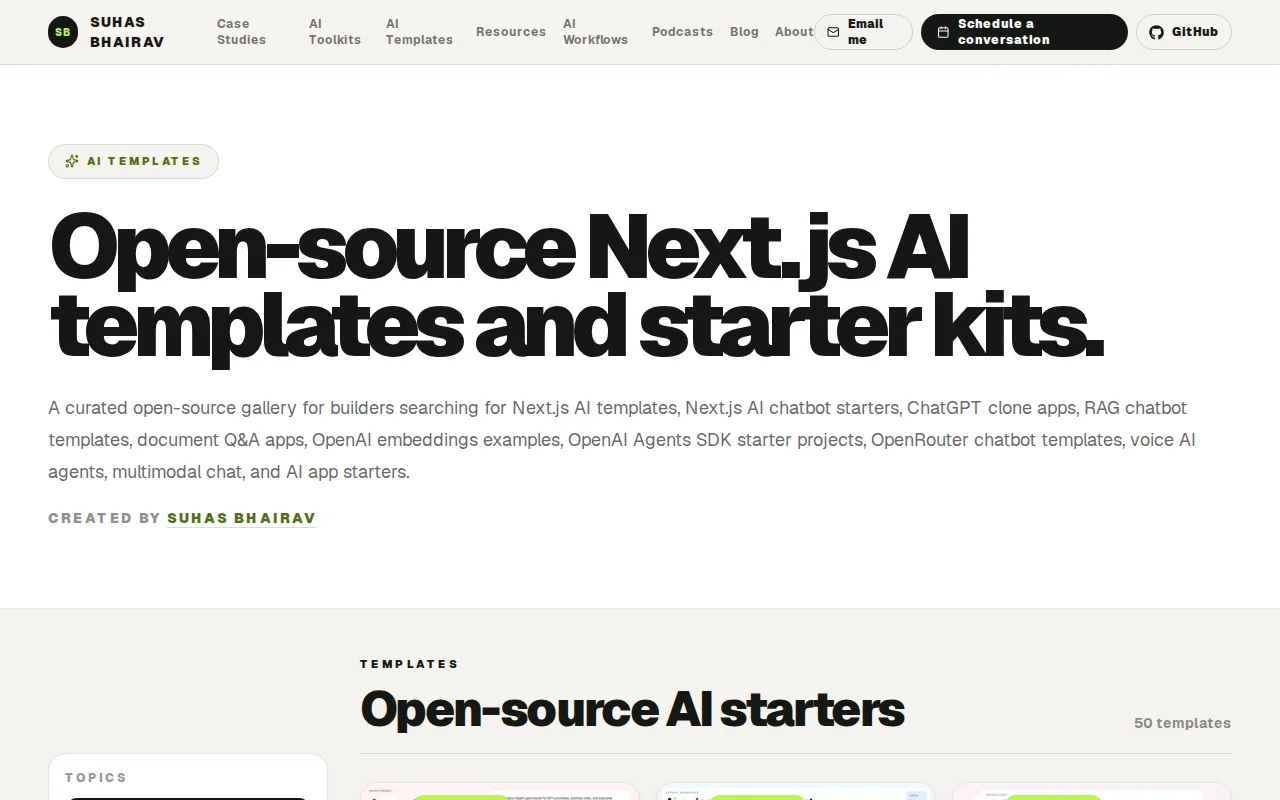 AI Starter Templates in NextJS and OpenAI