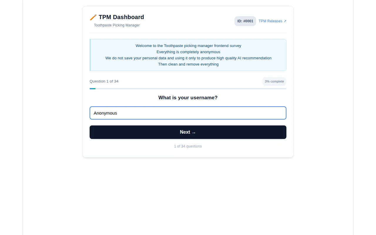 Complete the survey and get personal free AI toothpaste recommendation