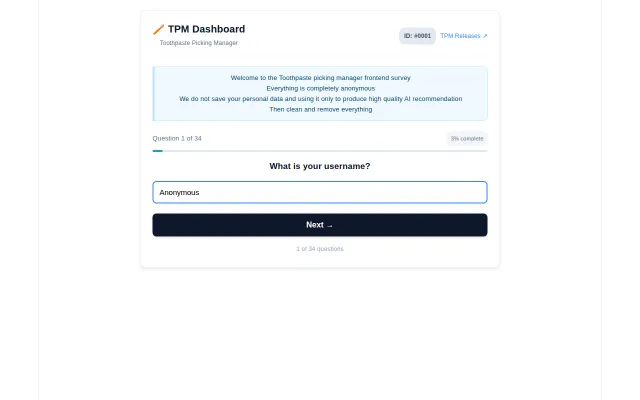 Complete the survey and get personal free AI toothpaste recommendation