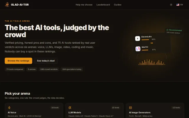 Glad-AI-Tor, the "best" AI tools judged by the crowd