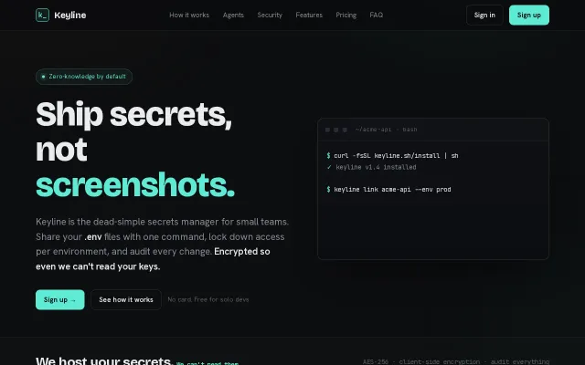 Keyline, share .env files encrypted before they leave your laptop