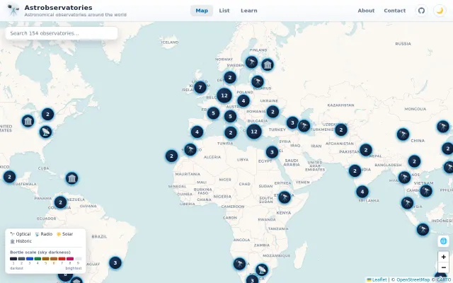 Astrobservatories – A map of observatories around the world