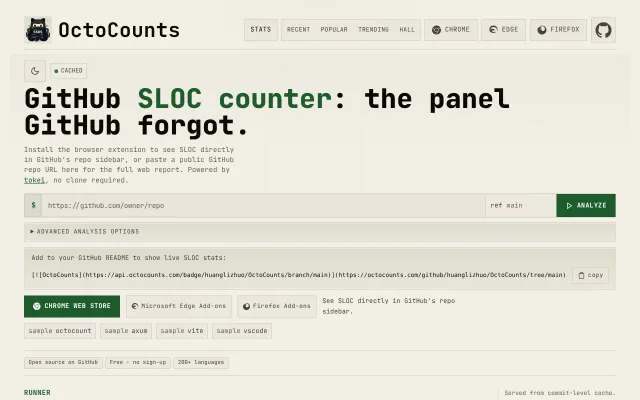 OctoCounts – See source line counts directly on GitHub