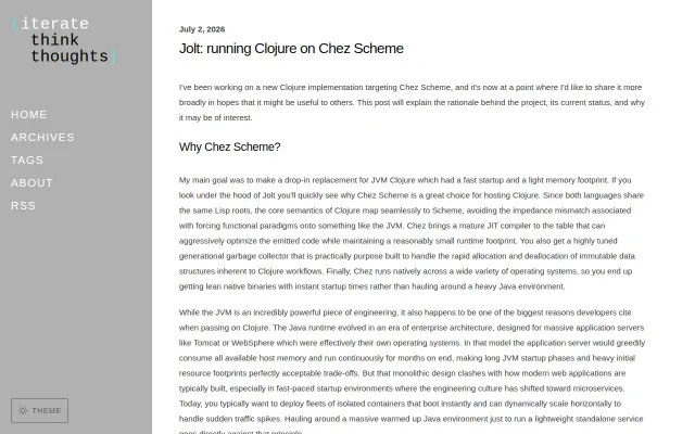 I built a Clojure runtime on top of Chez Scheme