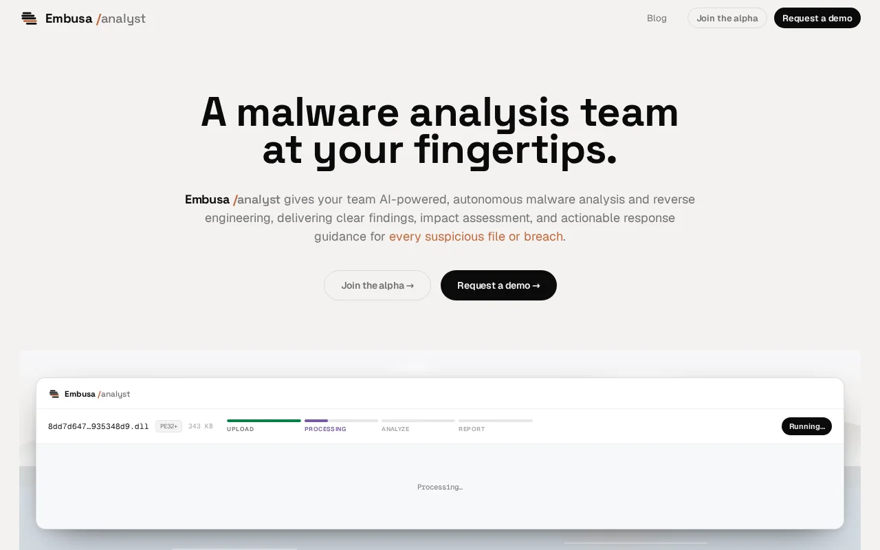 Embusa, a malware analysis team at your fingertips