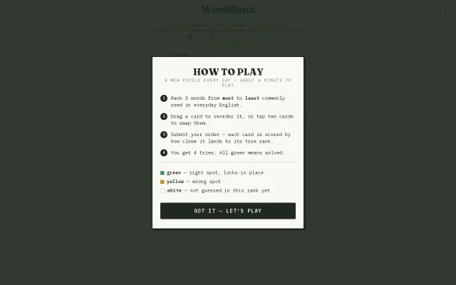 WordRank: A Word Frequency Game