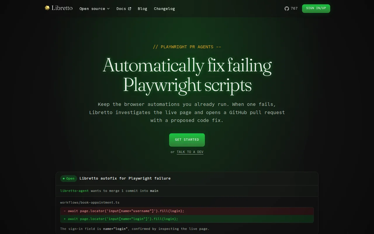 Libretto PR agents – Automatically fix failing playwright scripts