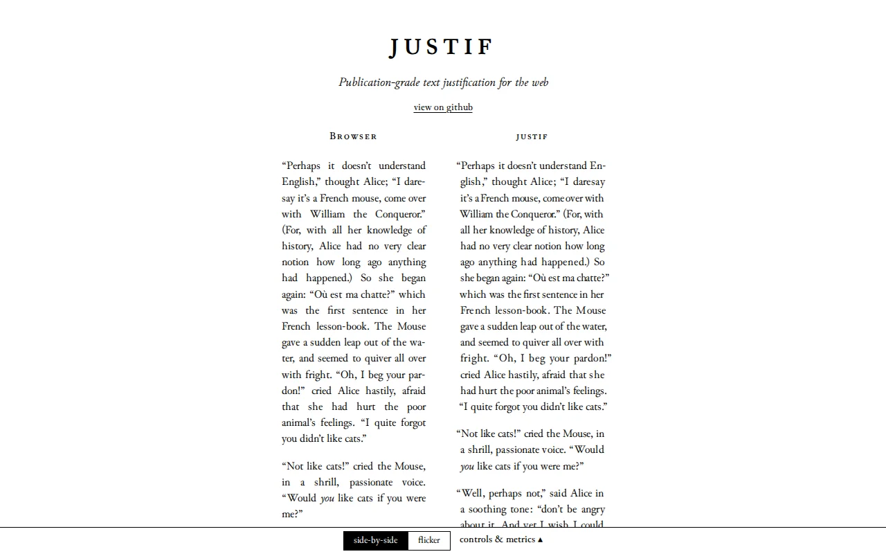 Justif – publication-grade text justification for the web