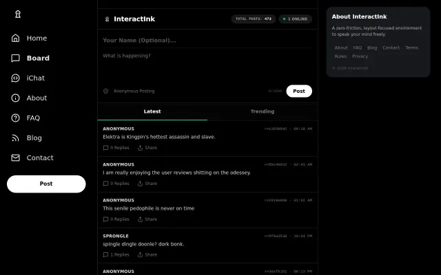 InteractInk – Anonymous Text Board