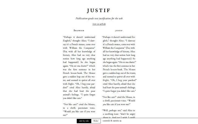 Justif – Knuth-Plass justification and microtypography for the web