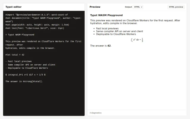 Typst-WASM – Compile Typst in browsers, Node, and serverless runtimes
