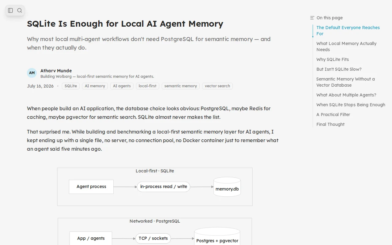 Wolbarg – Local-first shared memory for AI agents using SQLite