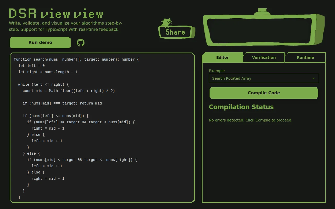 DSA View View – A TypeScript runtime visualizer for algorithms