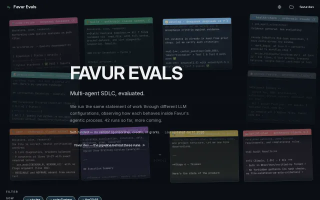 Favur Evals – evals of our agent harness, explore and control replays