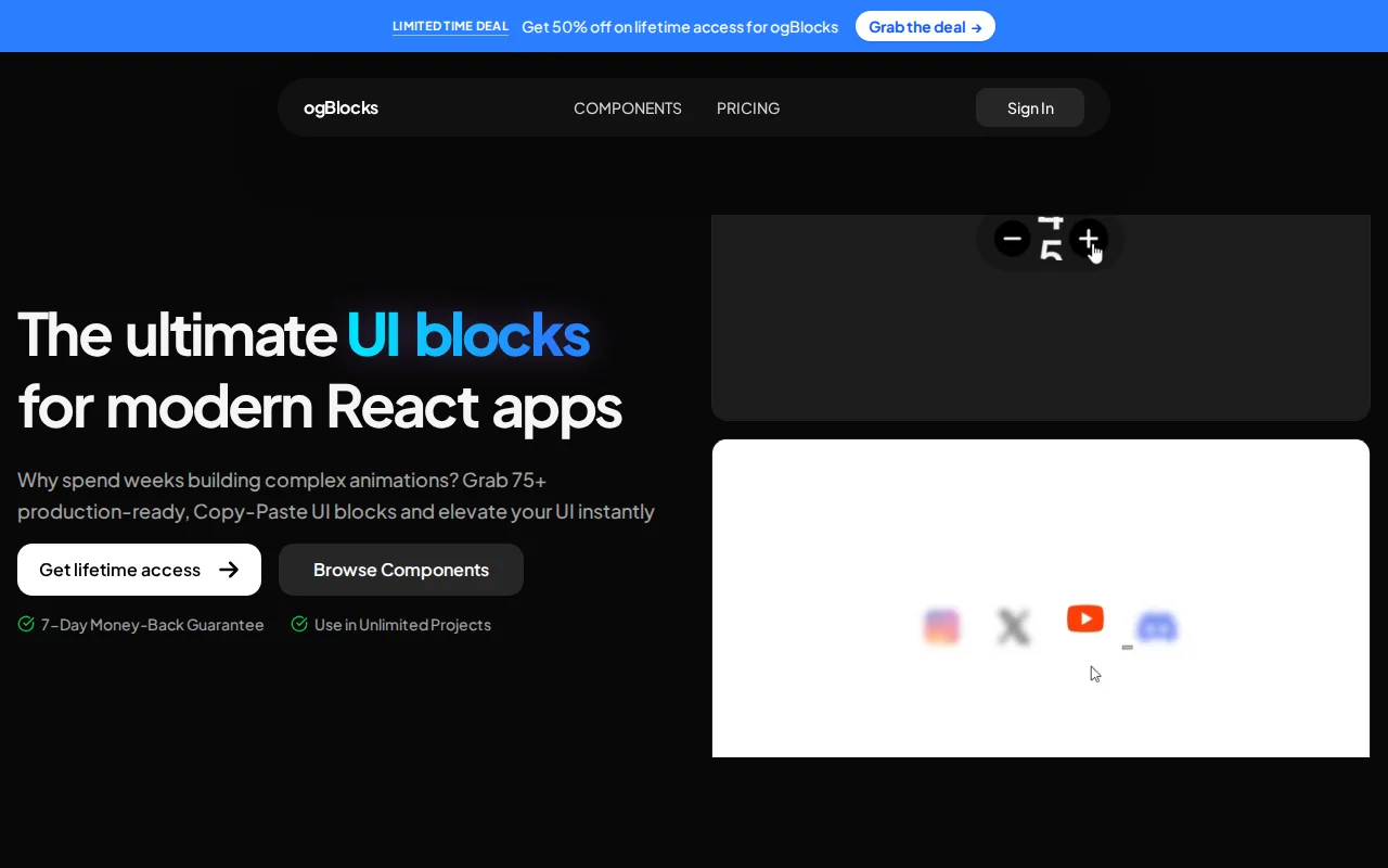 Ogblocks – Copy-Paste Animated UI Library for Modern Web Apps