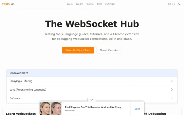 Tests.ws – WebSocket testing tools, language guides, Chrome extension