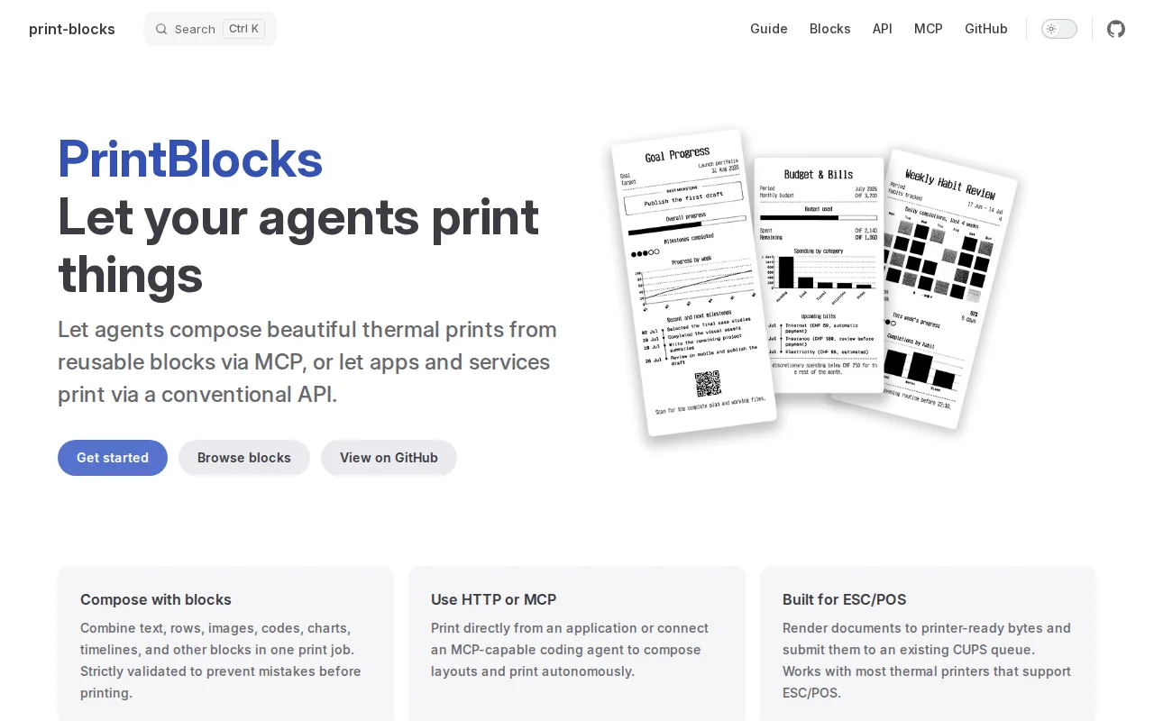 PrintBlocks – API and MCP server for your thermal printer