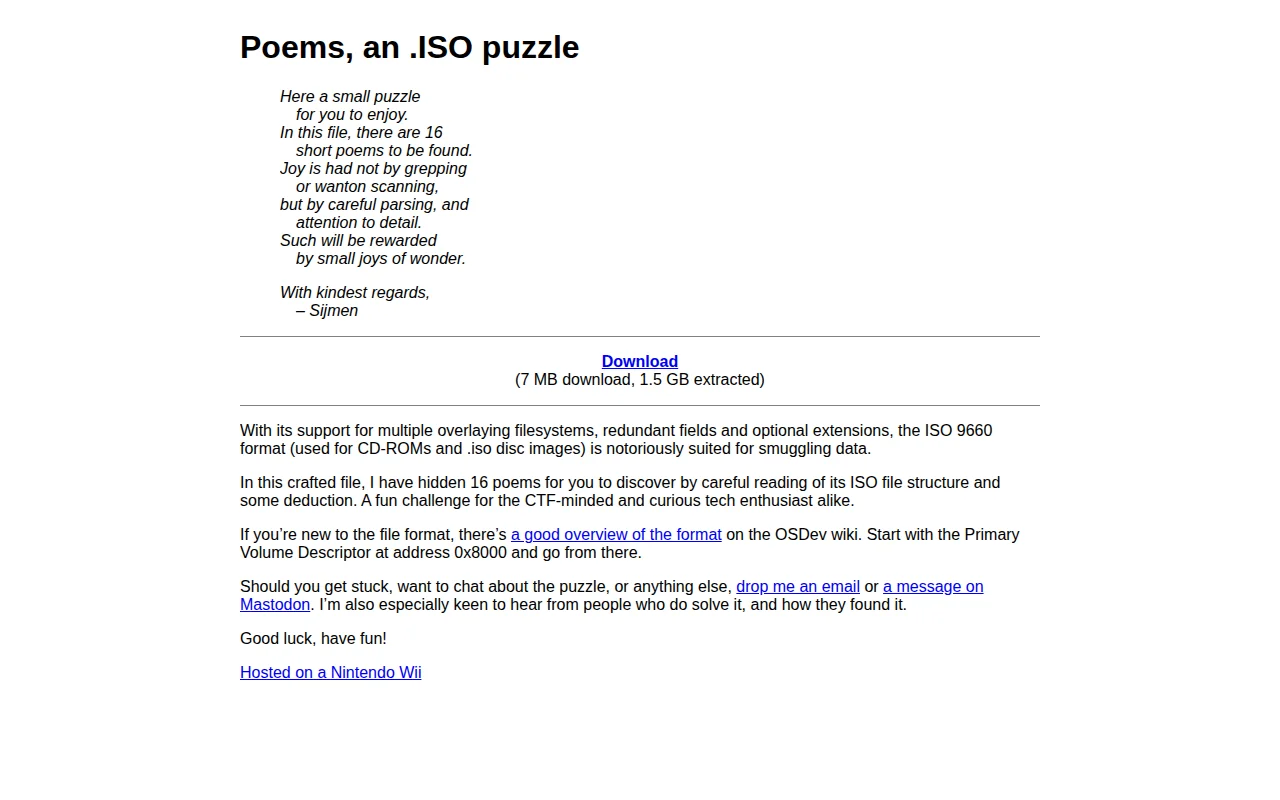 Poems, an .ISO Puzzle