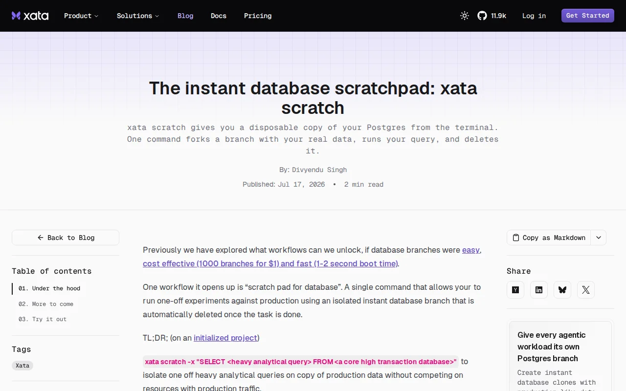 Xata scratch – a branch for each psql session
