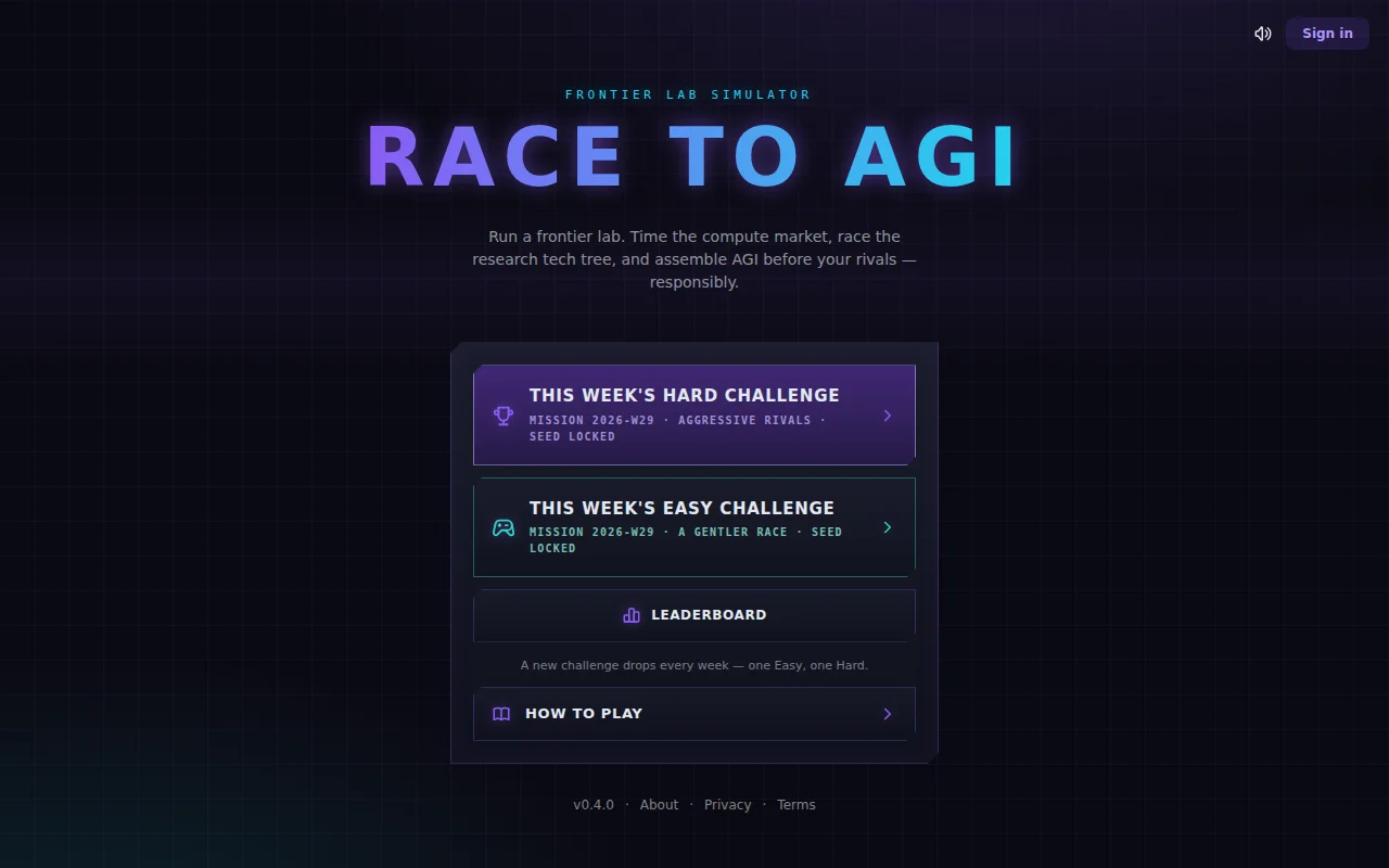 Race to AGI – a simulation browser game about running a frontier AI lab