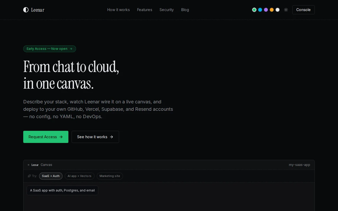 Leenar – Tell us what you're building, we deploy your infra