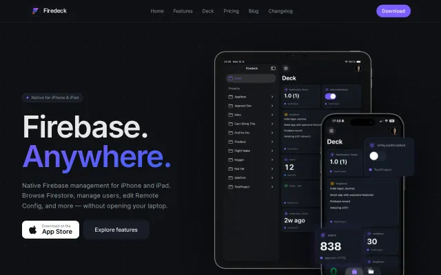 Firedeck – Firebase Console for iPhone and iPad