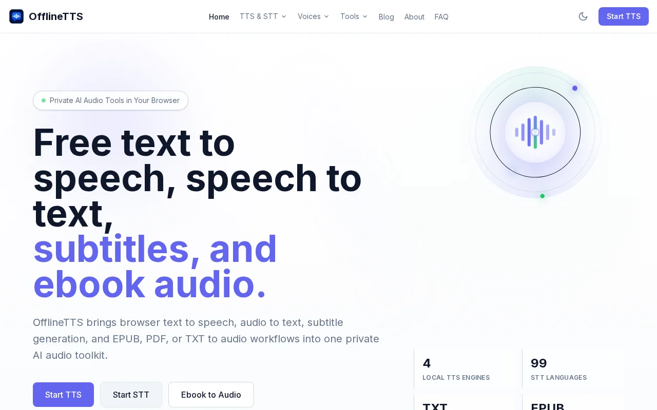 OfflineTTS — Free browser-based TTS & STT that runs locally