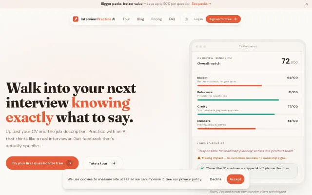 AI mock interview tool that scores your answers – free, no signup