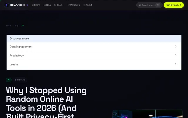 Zlvox – A no-signup suite of developer tools (JSON, Temp Mail, PDF)