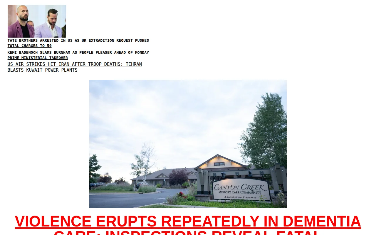 DWS A LLM Generated, "Drudge Report" style news site