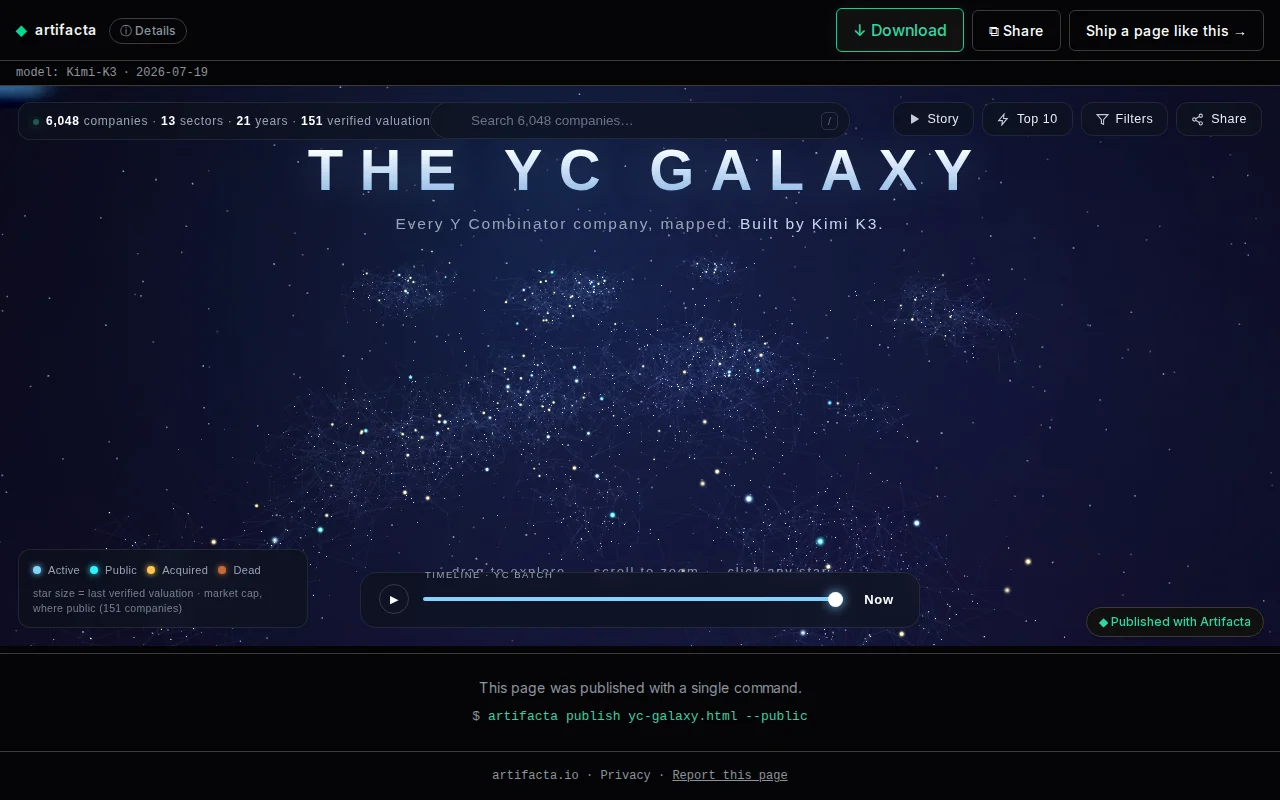 Explore 6048 YC companies as an interactive galaxy