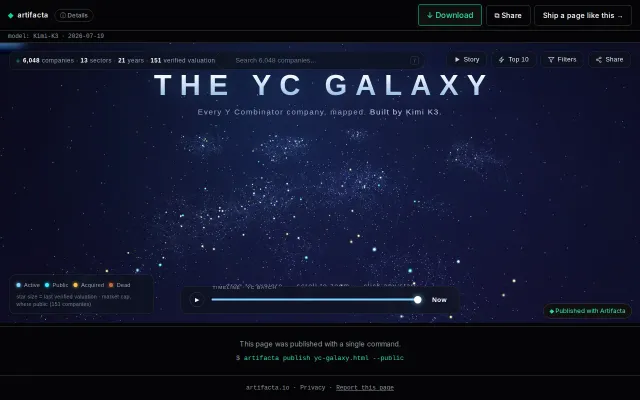 Explore 6048 YC companies as an interactive galaxy