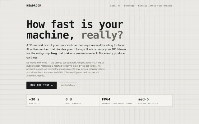 Headroom – measure your GPU's true bandwidth ceiling for local AI