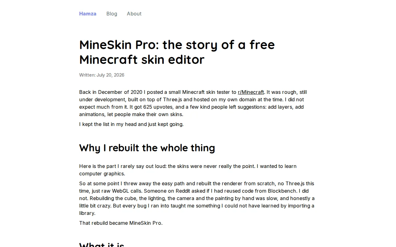 A free Minecraft skin editor