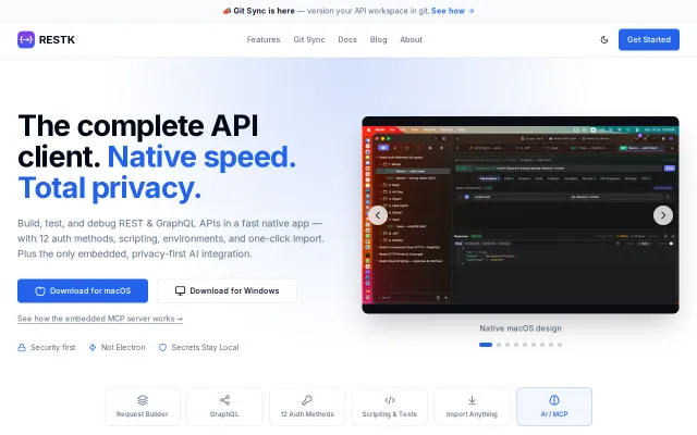 Restk – a native API client that stores your workspace as files in Git