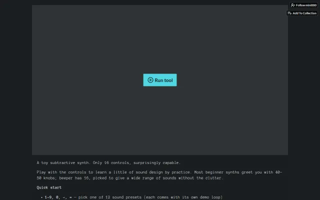 A 16-control subtractive synth for microcontrollers (39k ELF, web demo)