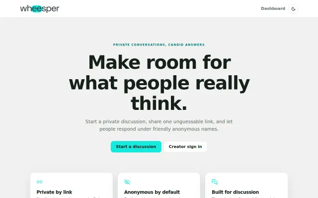 Wheesper – Start an anonymous discussion with a link