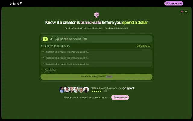 Free creator brand-safety checker, no signup