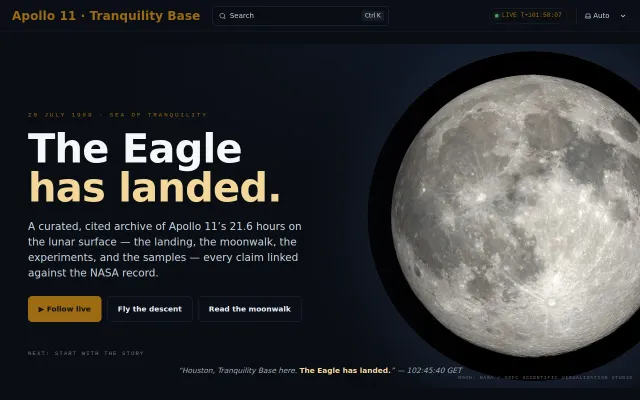 Apollo 11 Tranquility Base Archive with Analyses