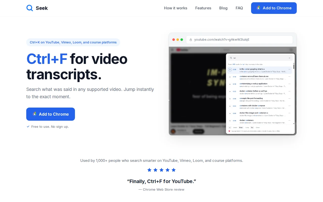 Seek – Ctrl+F for Videos