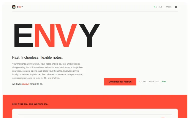 Envy - A flat-file, frictionless note-taking application for macOS